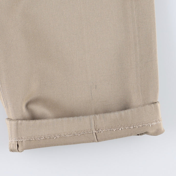 Lands' End two-pleat slacks pants, men's size W34 (approx.) cotton Beige type Vintage Second Hand