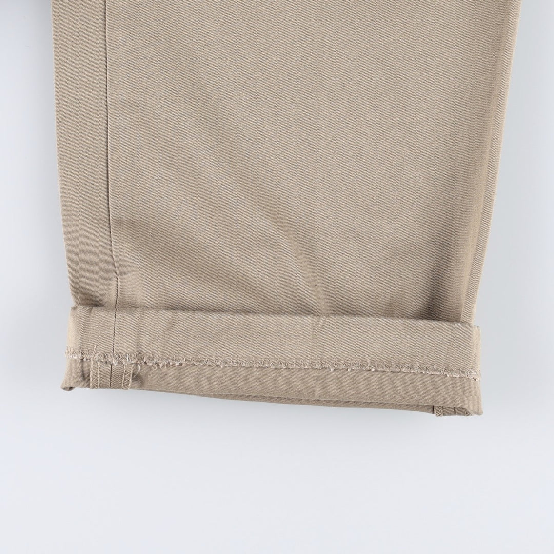 Lands' End two-pleat slacks pants, men's size W34 (approx.) cotton Beige type Vintage Second Hand