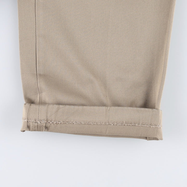 Lands' End two-pleat slacks pants, men's size W34 (approx.) cotton Beige type Vintage Second Hand