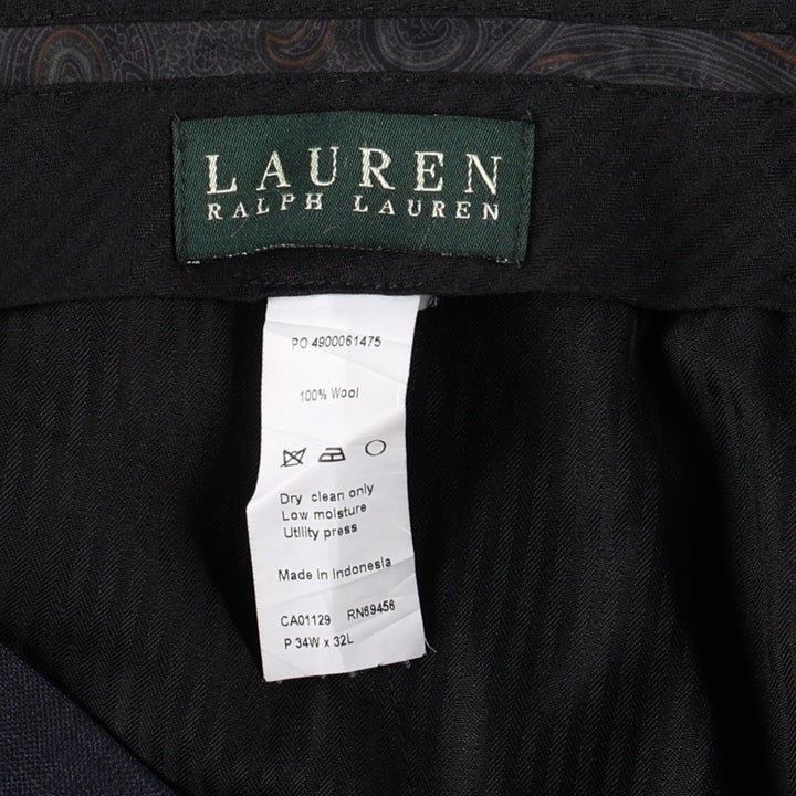 Ralph Lauren LAUREN Wool pants, slacks, men's, W34 equivalent wool navy blue type Vintage Second Hand