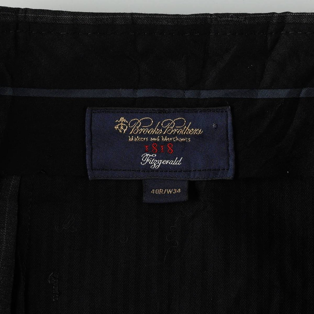 Brooks Brothers 1818 Fitzgerald Stripe Pattern Wool Trousers, Made in USA, Men's Size W33 (approx.) wool Charcoal Vintage Second Hand