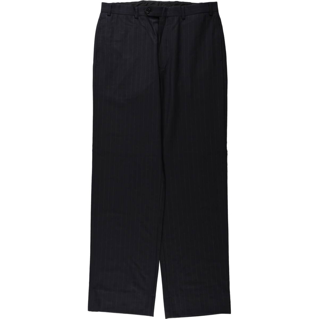 Brooks Brothers 346 Stripe Pattern Wool Trousers, Men's Size W34 (approx.) wool black type Vintage Second Hand