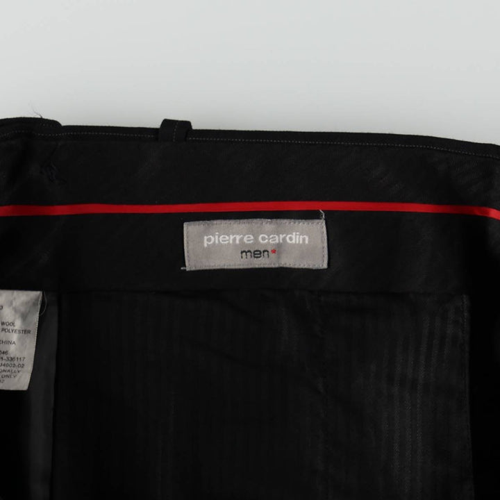 Pierre Cardin Stripe Pattern One-Pleat Wool Trousers/Slacks Men's W33 (approx.) wool black type Vintage Second Hand