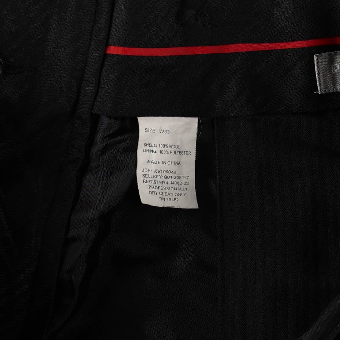 Pierre Cardin Stripe Pattern One-Pleat Wool Trousers/Slacks Men's W33 (approx.) wool black type Vintage Second Hand