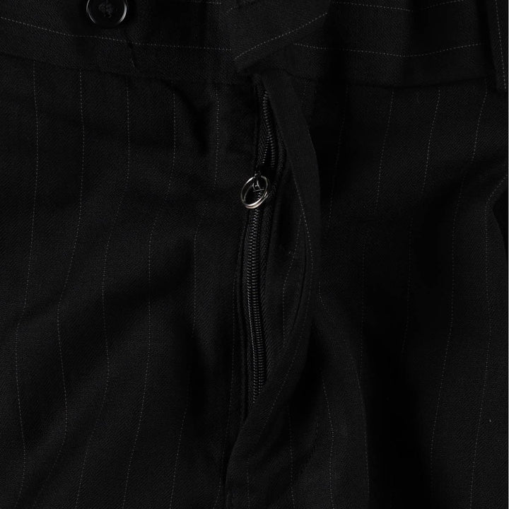 Pierre Cardin Stripe Pattern One-Pleat Wool Trousers/Slacks Men's W33 (approx.) wool black type Vintage Second Hand