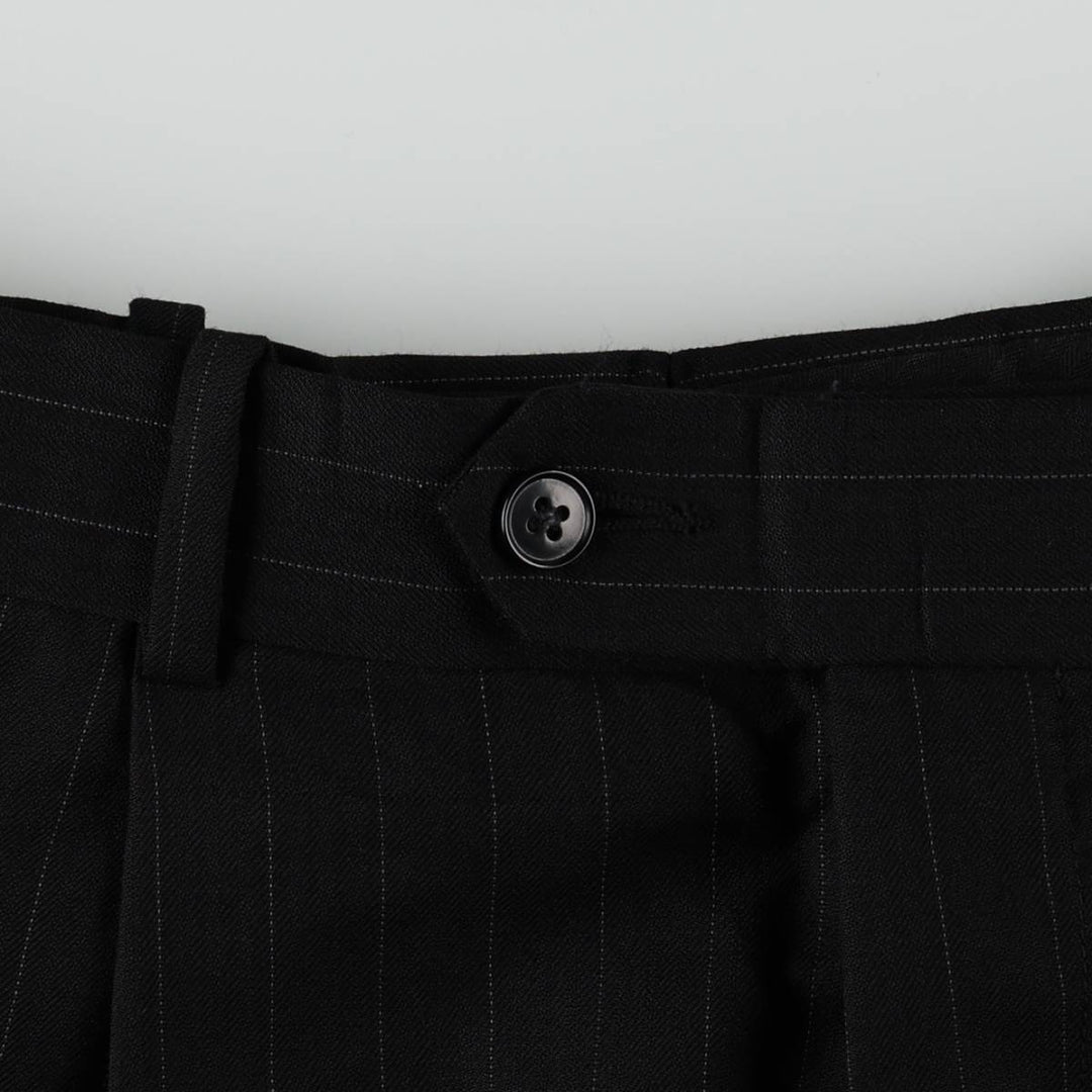 Pierre Cardin Stripe Pattern One-Pleat Wool Trousers/Slacks Men's W33 (approx.) wool black type Vintage Second Hand