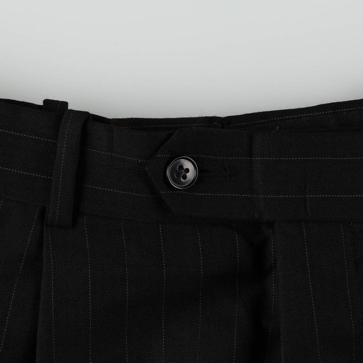 Pierre Cardin Stripe Pattern One-Pleat Wool Trousers/Slacks Men's W33 (approx.) wool black type Vintage Second Hand