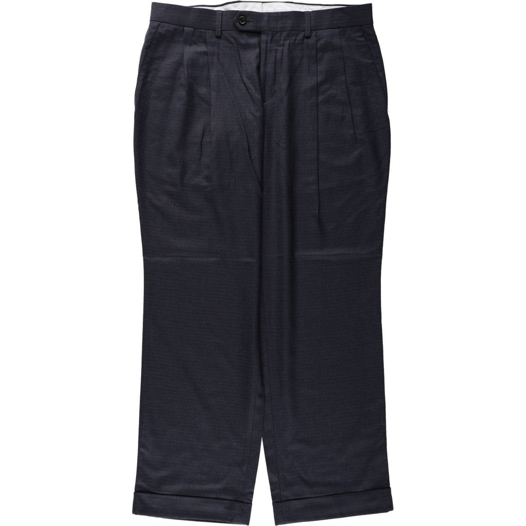 Ralph Lauren Ralph Lauren Check Pattern Houndstooth Pattern Two-Pleat Slacks Pants Men's W34 (approx.) polyester navy blue type Vintage Second Hand