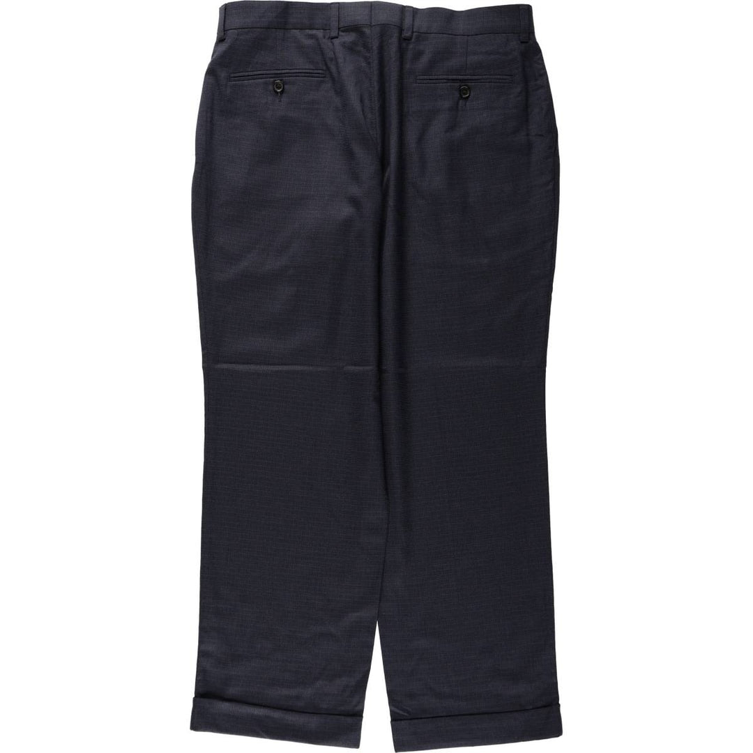 Ralph Lauren Ralph Lauren Check Pattern Houndstooth Pattern Two-Pleat Slacks Pants Men's W34 (approx.) polyester navy blue type Vintage Second Hand
