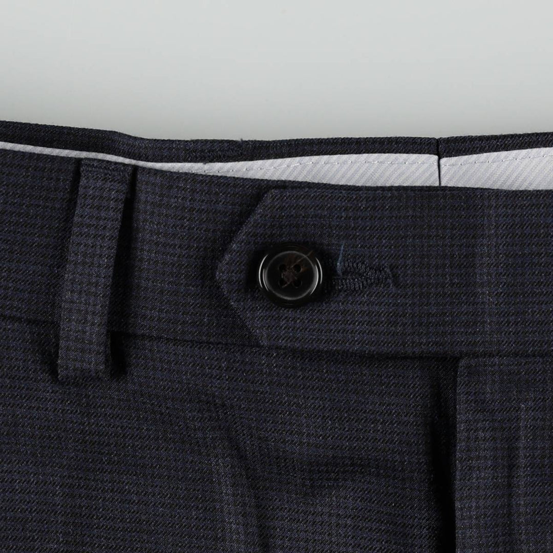 Ralph Lauren Ralph Lauren Check Pattern Houndstooth Pattern Two-Pleat Slacks Pants Men's W34 (approx.) polyester navy blue type Vintage Second Hand
