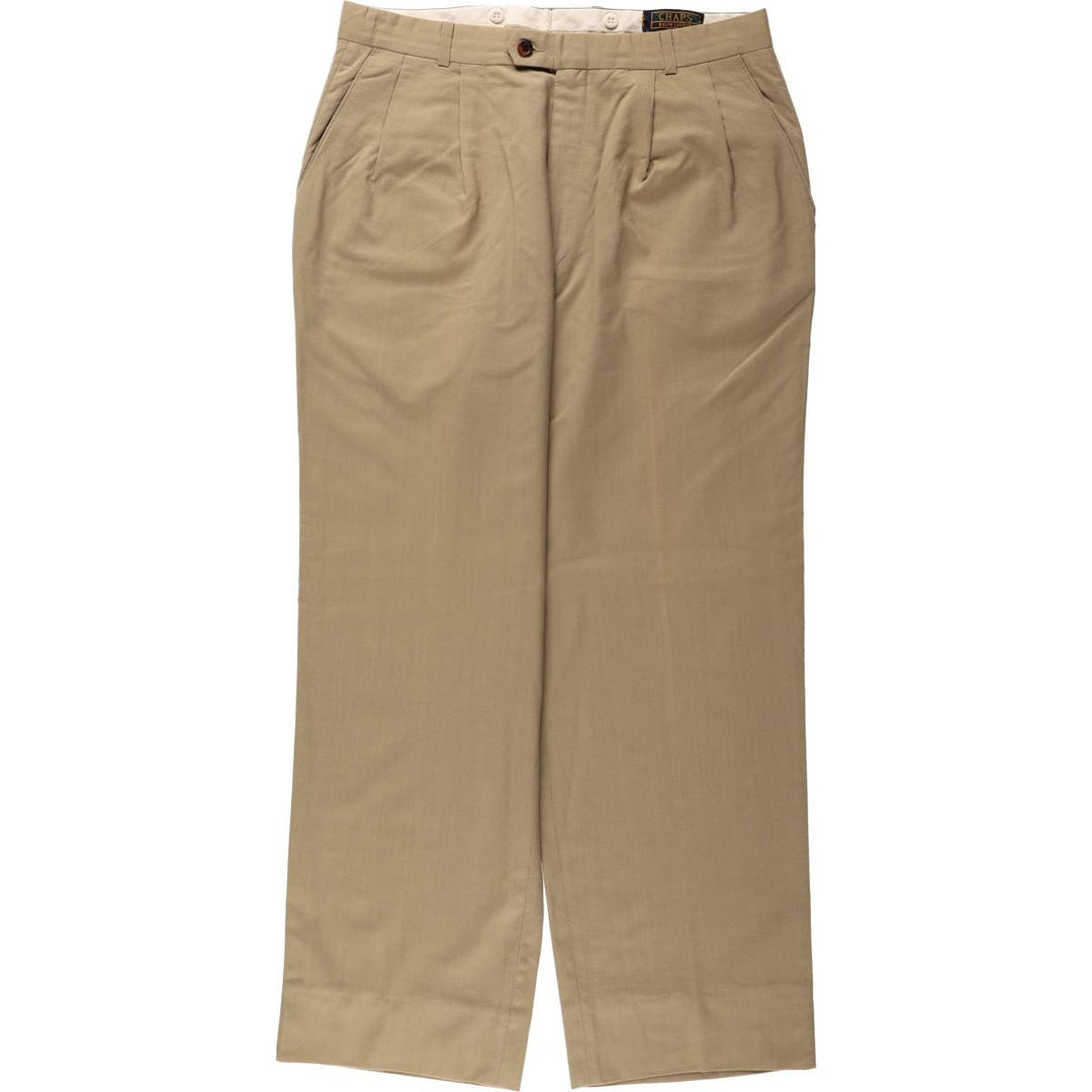 Ralph Lauren CHAPS Two-Pleat Slacks Pants, Men's Size W34 (approx.), Vintage unclear Beige type Vintage Second Hand