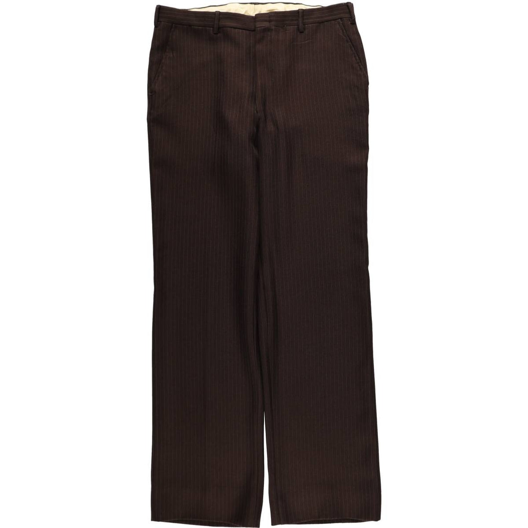 ~1970'S Striped Pattern Slacks Pants Men's W35 (approx.) Vintage unclear Charcoal Vintage Second Hand