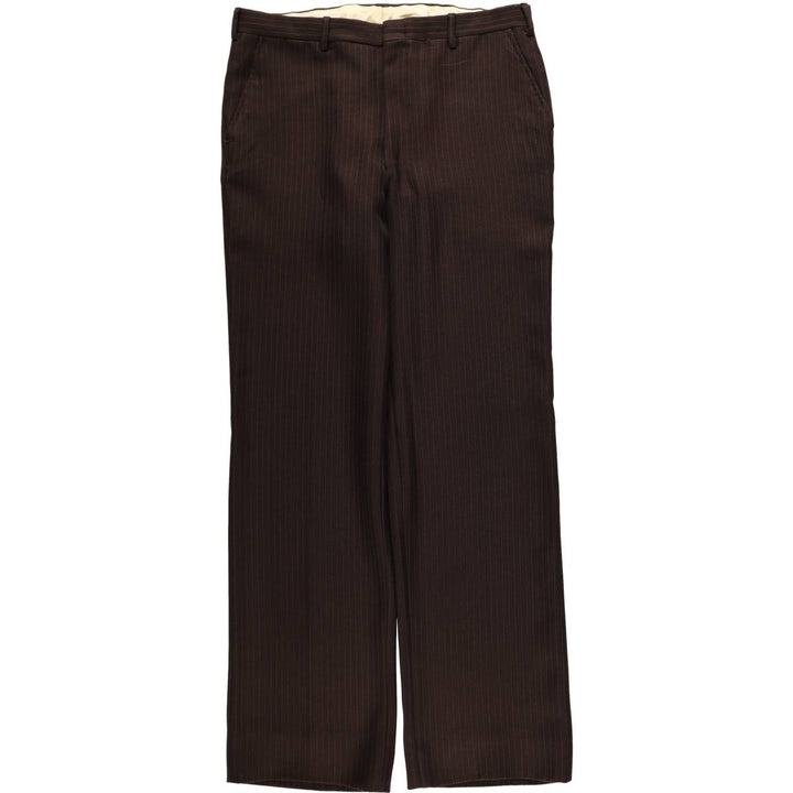 ~1970'S Striped Pattern Slacks Pants Men's W35 (approx.) Vintage unclear Charcoal Vintage Second Hand