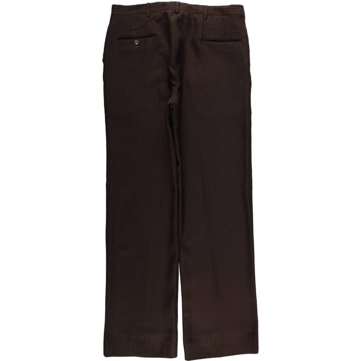 ~1970'S Striped Pattern Slacks Pants Men's W35 (approx.) Vintage unclear Charcoal Vintage Second Hand