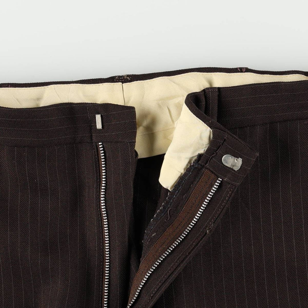 ~1970'S Striped Pattern Slacks Pants Men's W35 (approx.) Vintage unclear Charcoal Vintage Second Hand
