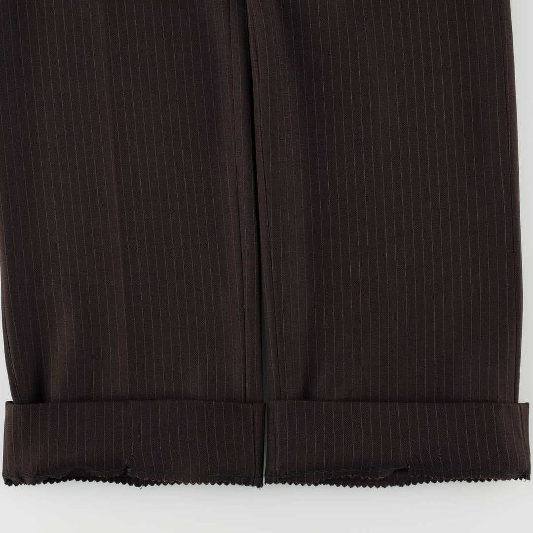 ~1970'S Striped Pattern Slacks Pants Men's W35 (approx.) Vintage unclear Charcoal Vintage Second Hand