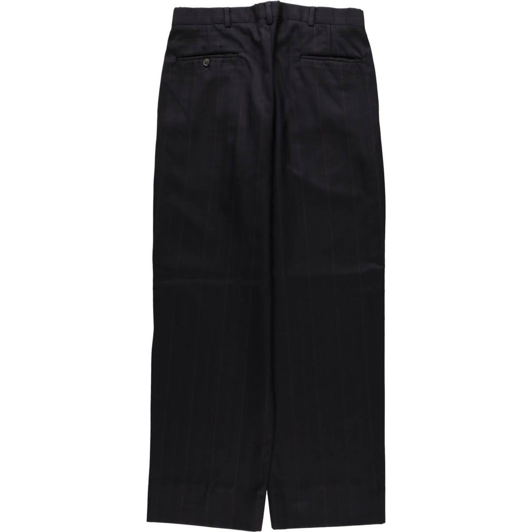 ~1980'S Burberry's Stripe Pattern Two-Pleat Slacks Pants Men's W32 (approx.) unclear black type Vintage Second Hand