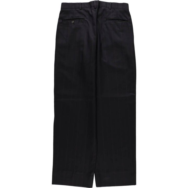 ~1980'S Burberry's Stripe Pattern Two-Pleat Slacks Pants Men's W32 (approx.) unclear black type Vintage Second Hand