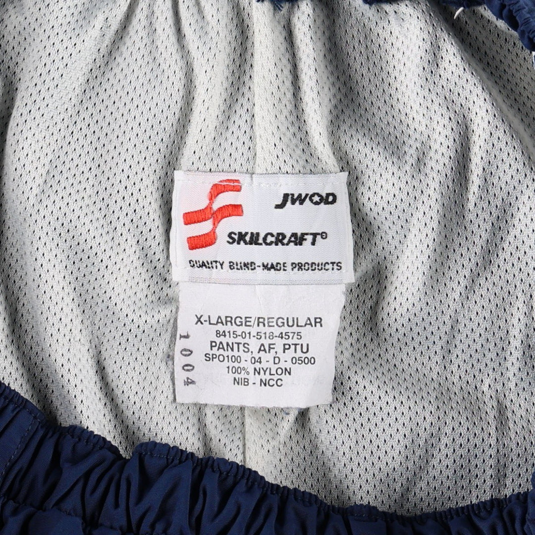 2000'S US Military Issue SKILCRAFT PANTS AF PTU Training Pants Nylon Pants (Crinkle Pants) Made in USA Men's XL Equivalent Nylon navy blue type Vintage Second Hand