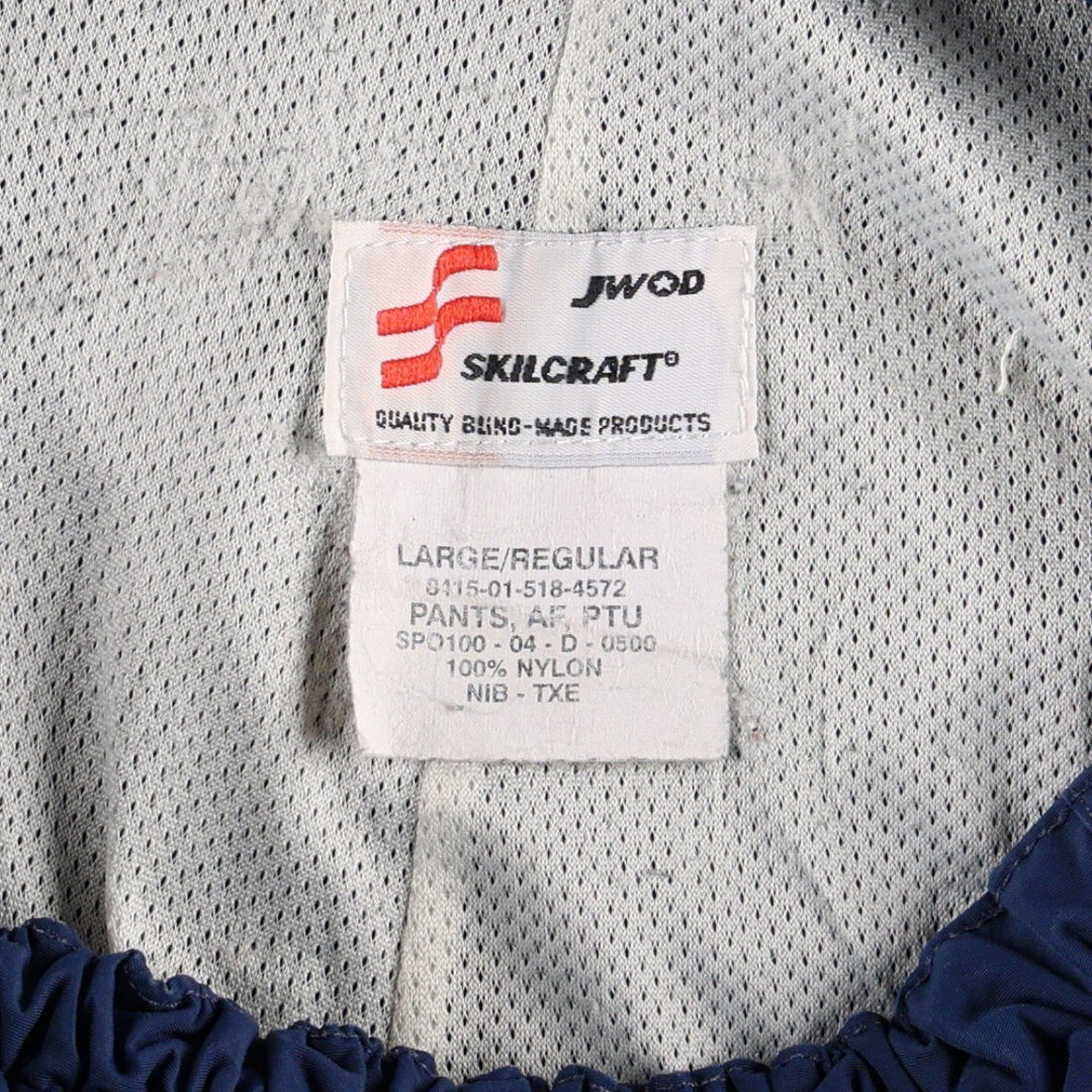 Authentic 2000'S US military SKILCRAFT PANTS AF PTU training pants, nylon, crinkly, made in the USA, men's size L Nylon navy blue type Vintage Second Hand
