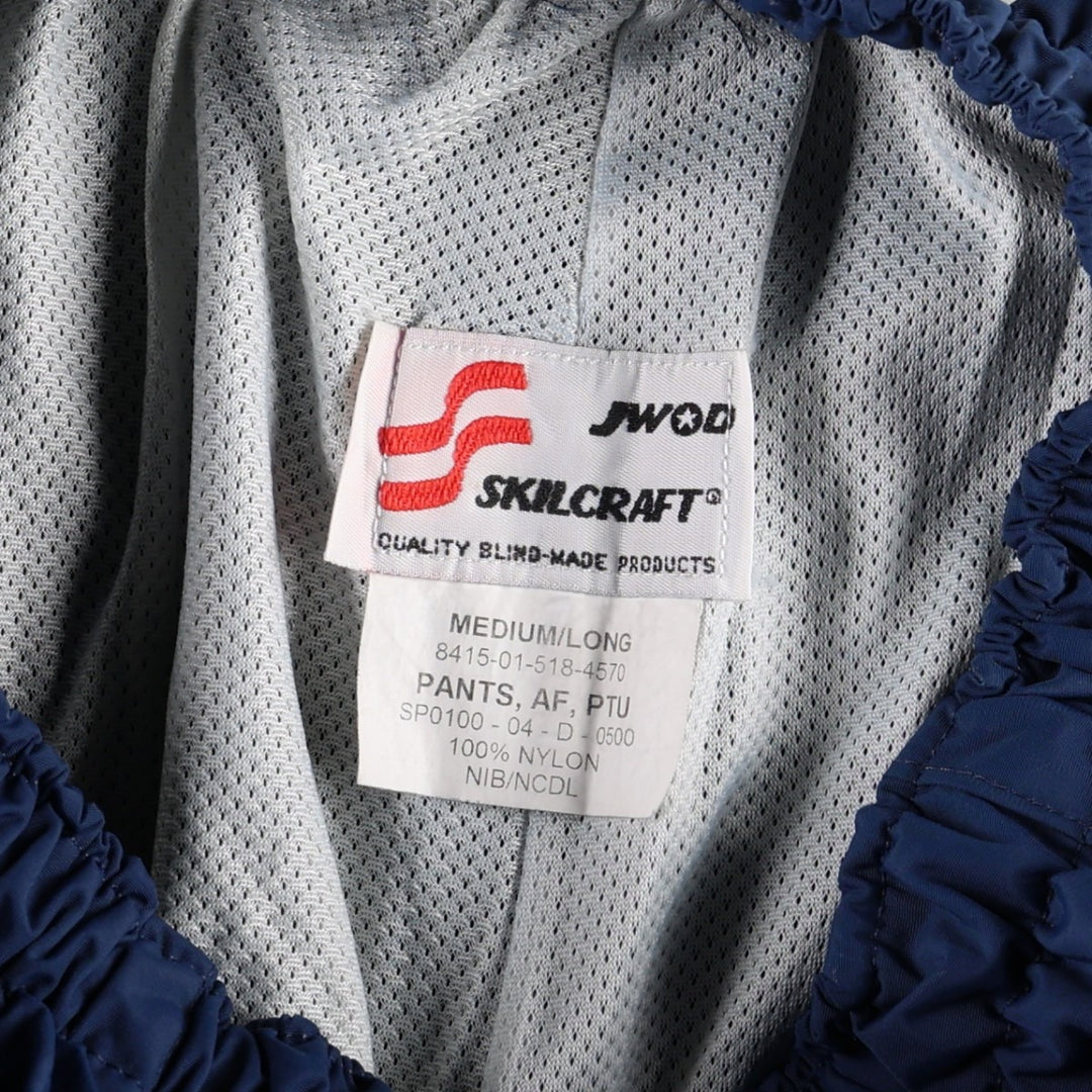 Authentic US military issue, 2000'S SKILCRAFT PTU training pants, nylon pants, crinkly fabric, made in USA, MEDIUM. Nylon navy blue type Vintage Second Hand