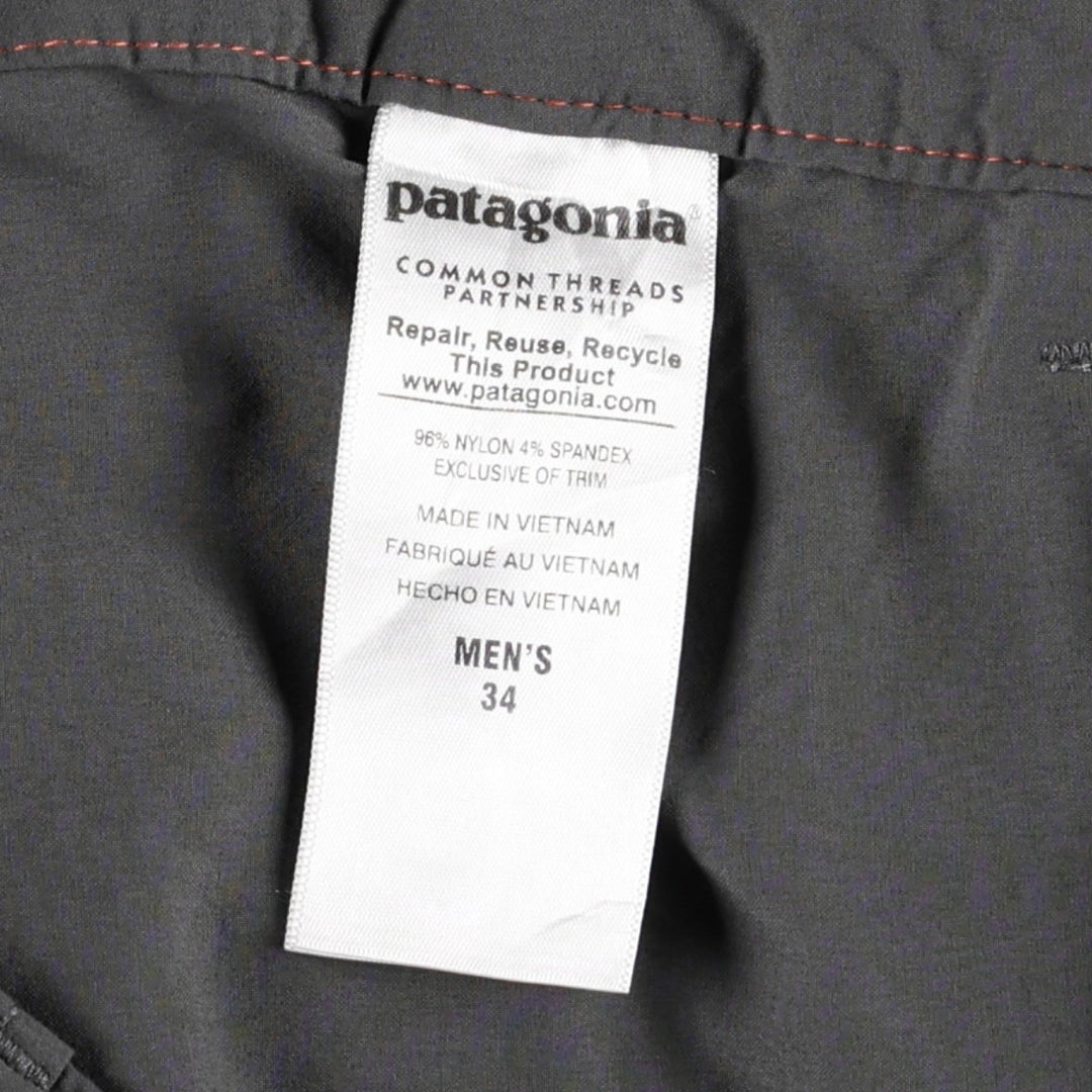 Patagonia Quantary Pants 55180FA15 Nylon Pants, Windbreaker Pants, Men's W36 equivalent Nylon Charcoal Vintage Second Hand