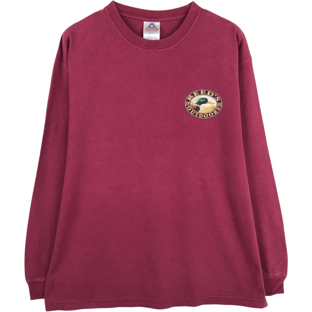 2000'S ALSTYLE Long-Sleeve T-Shirt, Made in USA, Men's XL equivalent. cotton Red type red-purple Vintage Second Hand