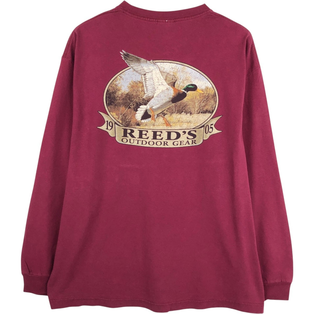 2000'S ALSTYLE Long-Sleeve T-Shirt, Made in USA, Men's XL equivalent. cotton Red type red-purple Vintage Second Hand