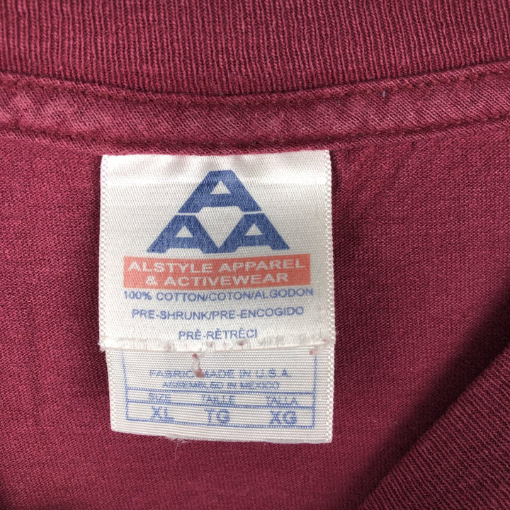 2000'S ALSTYLE Long-Sleeve T-Shirt, Made in USA, Men's XL equivalent. cotton Red type red-purple Vintage Second Hand