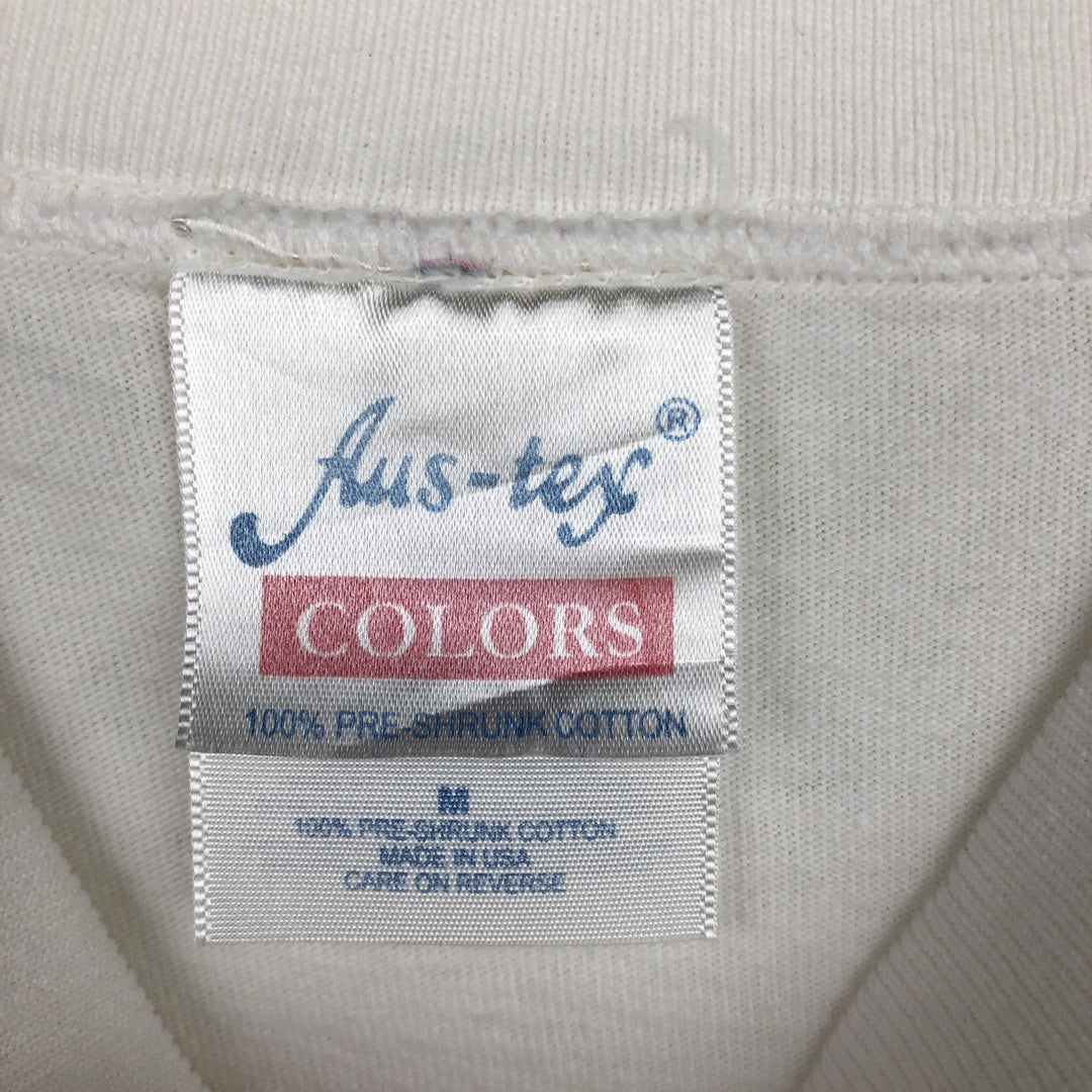 2000'S Aus-Tex COLORS Long-Sleeve T-Shirt, Made in USA, Men's Size M cotton white type Vintage Second Hand
