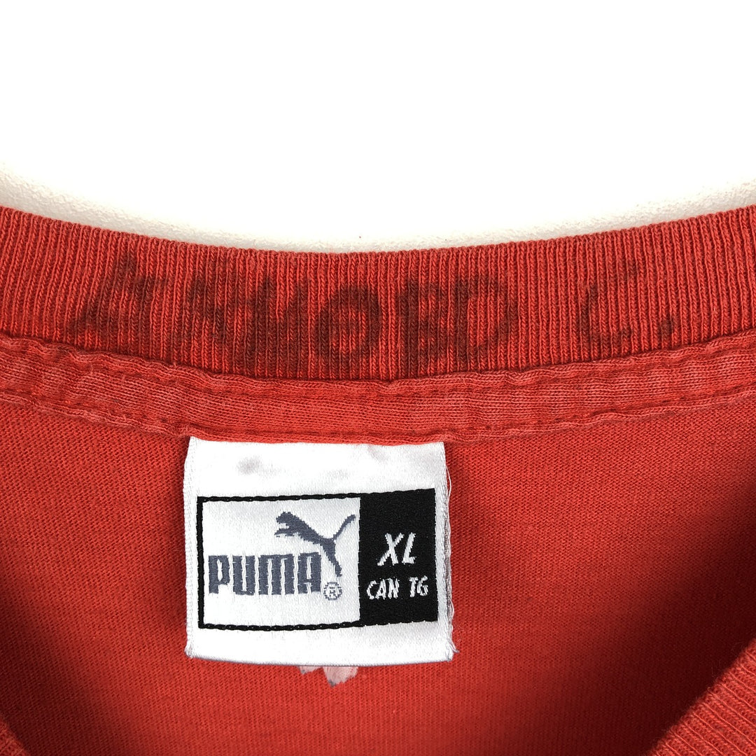 90'S Puma Long-Sleeve T-Shirt, Men's Size XL (Equivalent), Vintage unclear red type Vintage Second Hand