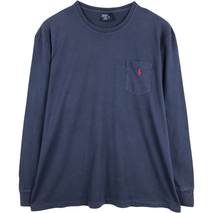 Ralph Lauren POLO by Ralph Lauren long-sleeved T-shirt, men's size XL cotton navy blue type Vintage Second Hand
