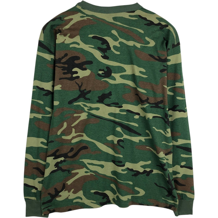 90'S TEE SWING Camouflage Pattern Long-Sleeve T-Shirt, Made in USA, Men's XL Equivalent, Vintage cotton Khaki type Vintage Second Hand