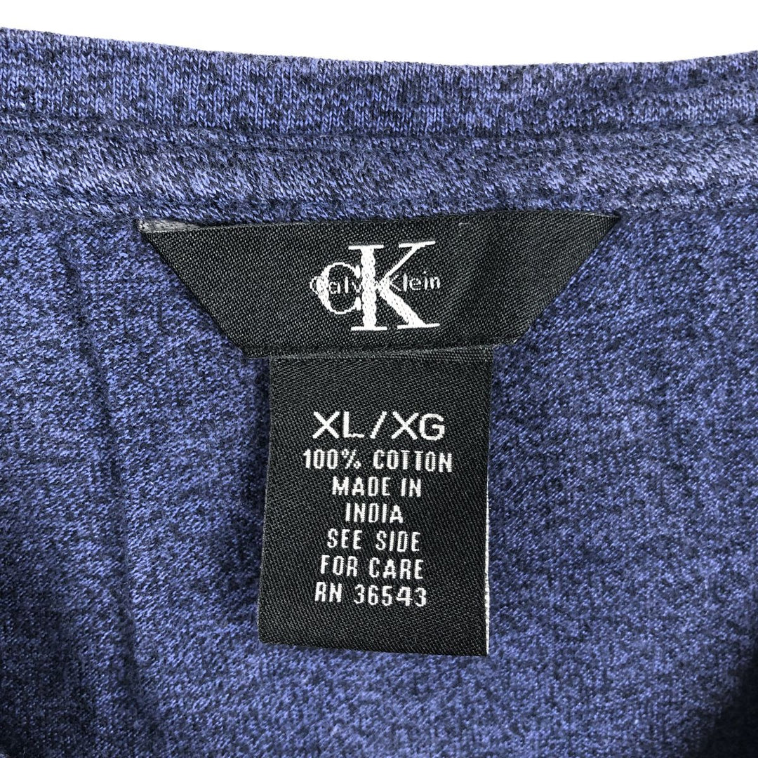 90'S Calvin Klein V-neck Long-sleeve T-shirt, Men's XL equivalent, Vintage cotton navy blue type Vintage Second Hand