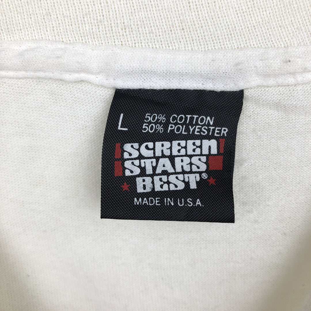 90'S Screen Stars BEAST Long-Sleeve T-Shirt, Made in USA, Men's Size L (Equivalent), Vintage cotton white type Vintage Second Hand