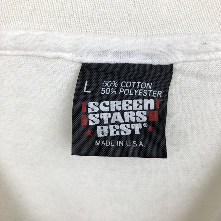 90'S Screen Stars BEAST Long-Sleeve T-Shirt, Made in USA, Men's Size L (Equivalent), Vintage cotton white type Vintage Second Hand