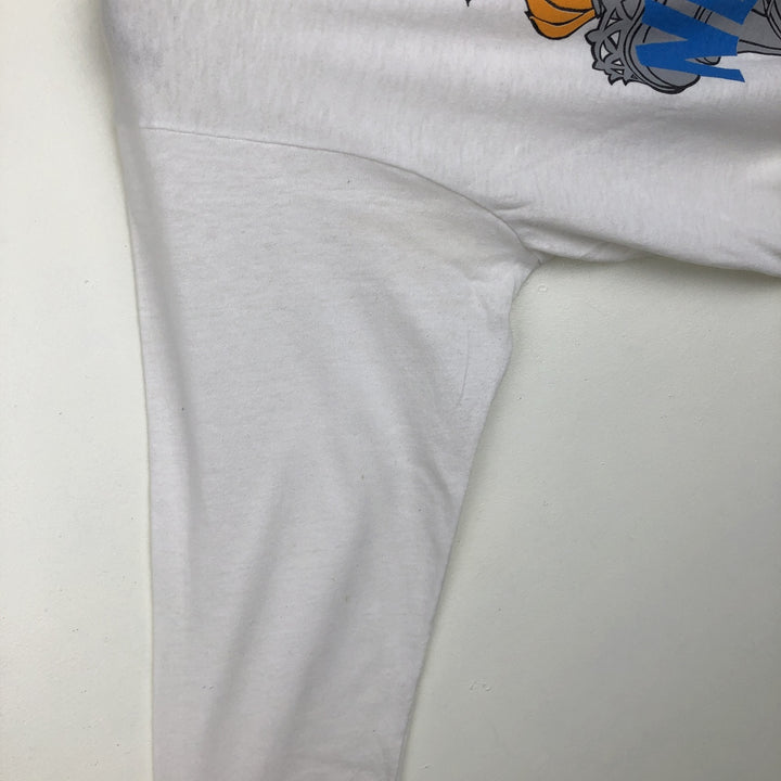 90'S Screen Stars BEAST Long-Sleeve T-Shirt, Made in USA, Men's Size L (Equivalent), Vintage cotton white type Vintage Second Hand