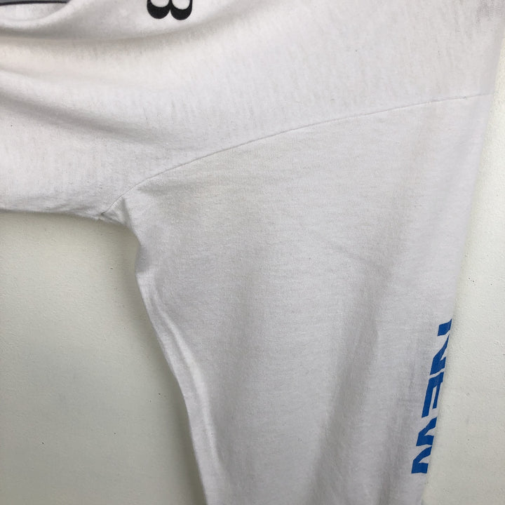 90'S Screen Stars BEAST Long-Sleeve T-Shirt, Made in USA, Men's Size L (Equivalent), Vintage cotton white type Vintage Second Hand