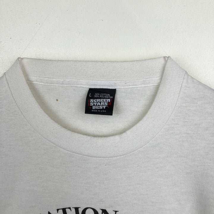90'S Screen Stars BEAST Long-Sleeve T-Shirt, Made in USA, Men's Size L (Equivalent), Vintage cotton white type Vintage Second Hand