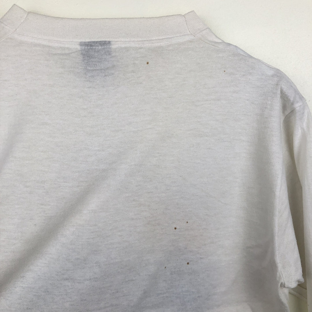 90'S Screen Stars BEAST Long-Sleeve T-Shirt, Made in USA, Men's Size L (Equivalent), Vintage cotton white type Vintage Second Hand