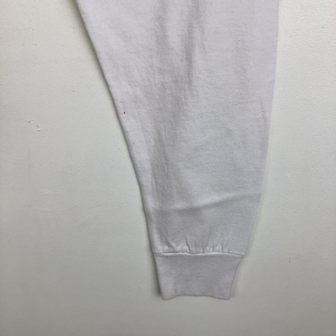 90'S Screen Stars BEAST Long-Sleeve T-Shirt, Made in USA, Men's Size L (Equivalent), Vintage cotton white type Vintage Second Hand