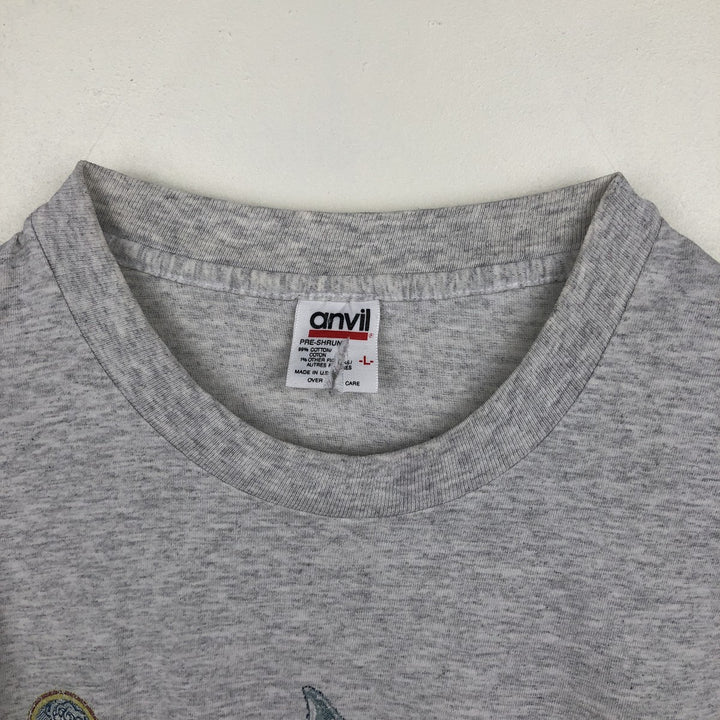 90'S Anvil PRE-SHRUN Animal Pattern Long-Sleeve T-Shirt, Made in USA, Men's Size L (Equivalent), Vintage cotton gray type Vintage Second Hand