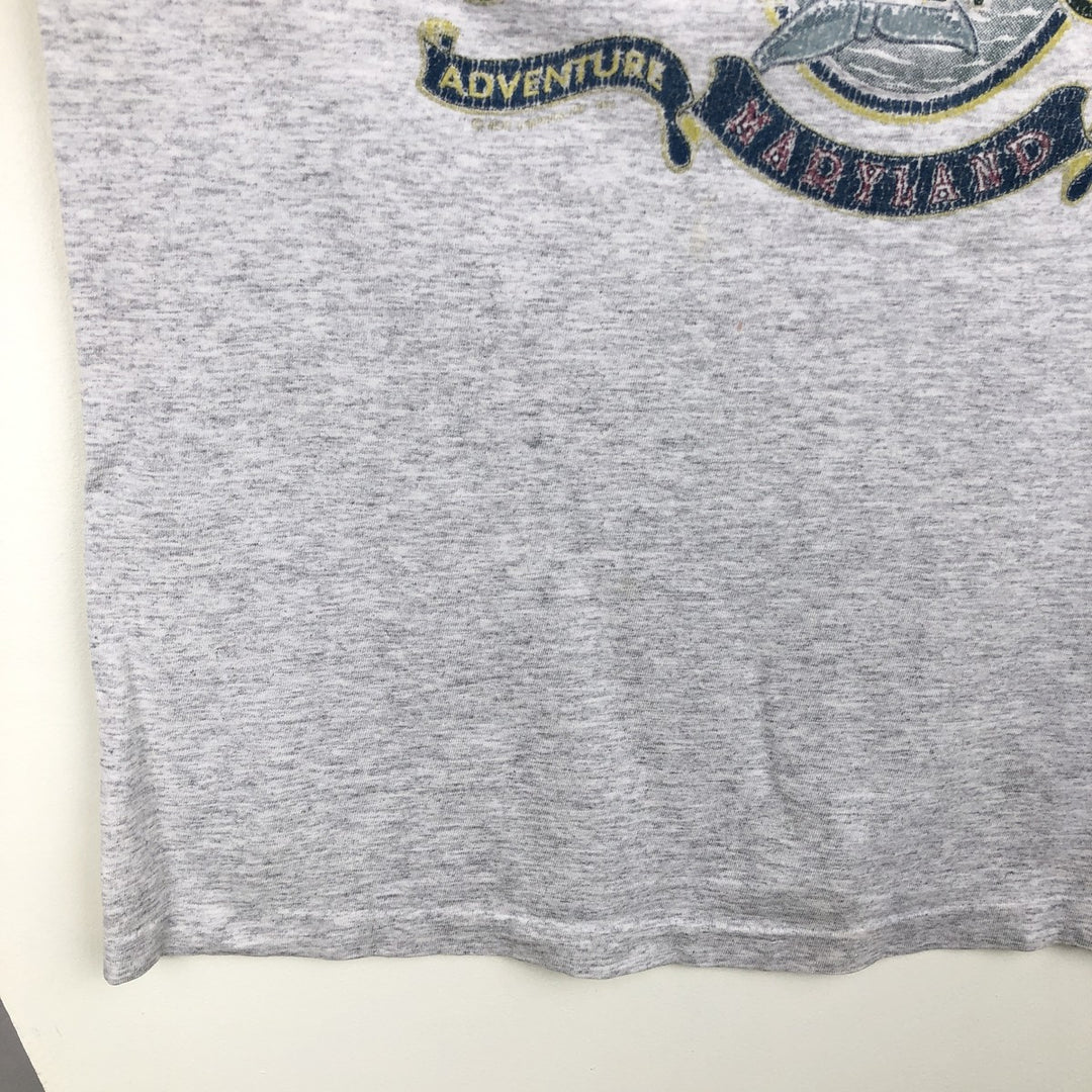 90'S Anvil PRE-SHRUN Animal Pattern Long-Sleeve T-Shirt, Made in USA, Men's Size L (Equivalent), Vintage cotton gray type Vintage Second Hand