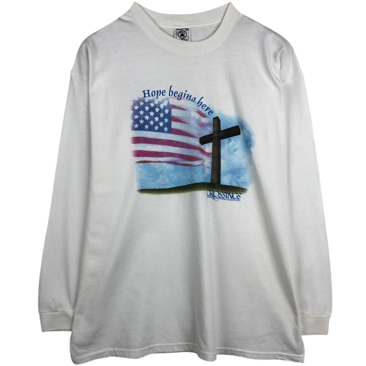 Delta PRO WEIGHT Long-Sleeve T-Shirt (Men's XL equivalent) cotton white type Vintage Second Hand