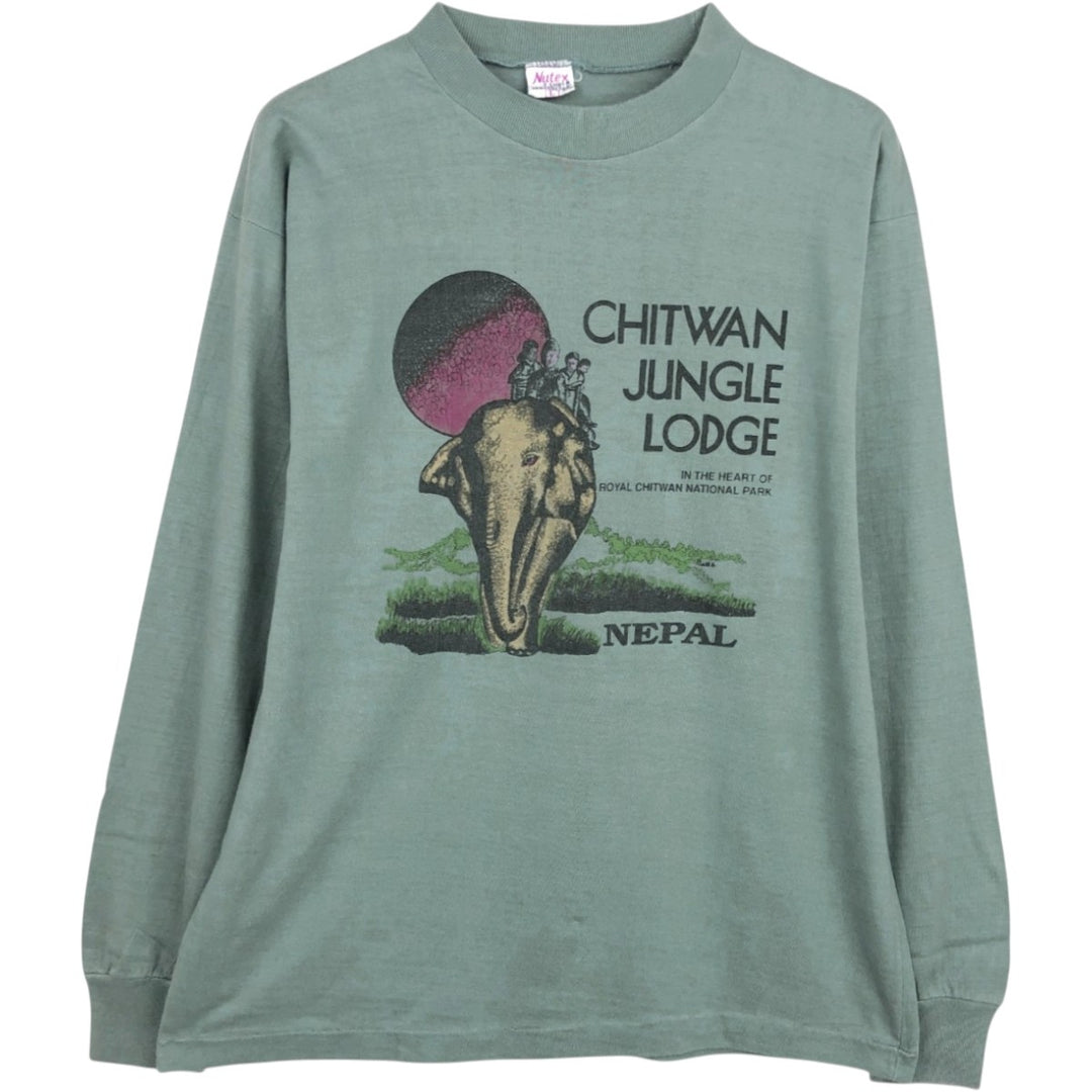 Nutex Long-Sleeve T-Shirt, Men's Size L (Equivalent), Vintage cotton Mint green Vintage Second Hand