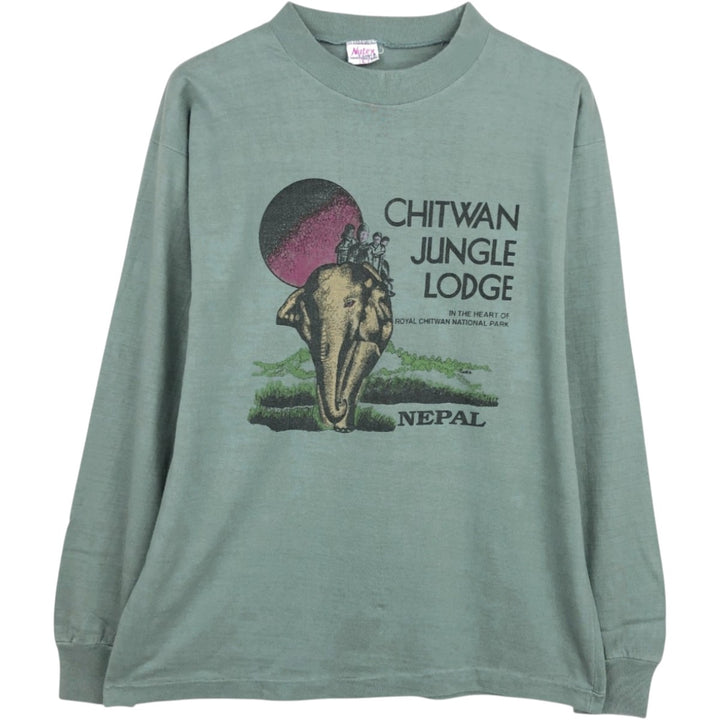 Nutex Long-Sleeve T-Shirt, Men's Size L (Equivalent), Vintage cotton Mint green Vintage Second Hand