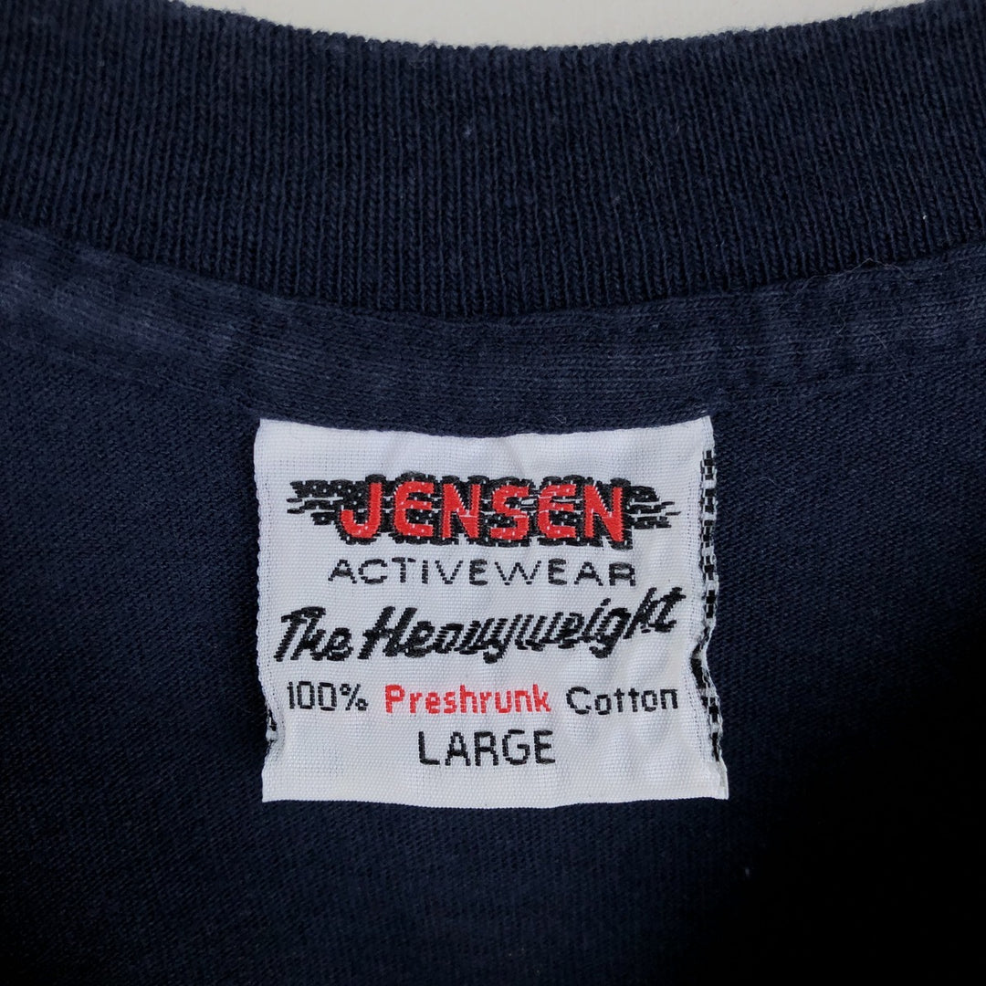 90'S Jensen Dragon Pattern Long-Sleeve T-Shirt, Made in USA, Men's Size L (Equivalent), Vintage cotton Navy blue Vintage Second Hand