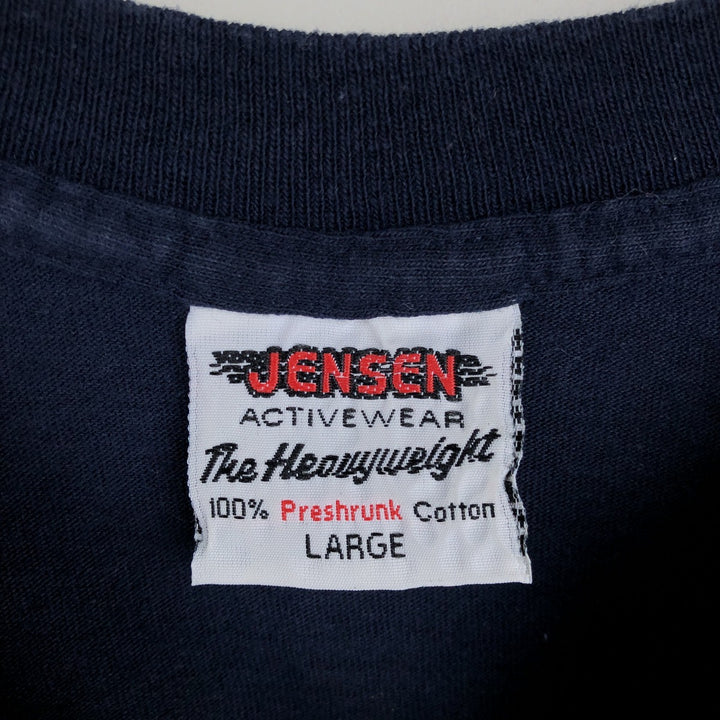 90'S Jensen Dragon Pattern Long-Sleeve T-Shirt, Made in USA, Men's Size L (Equivalent), Vintage cotton Navy blue Vintage Second Hand