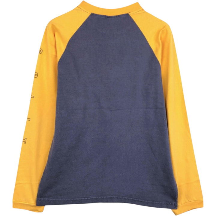 2000'S Split Long-Sleeve T-Shirt, Made in USA, Men's Size M (approx.) cotton Charcoal Vintage Second Hand