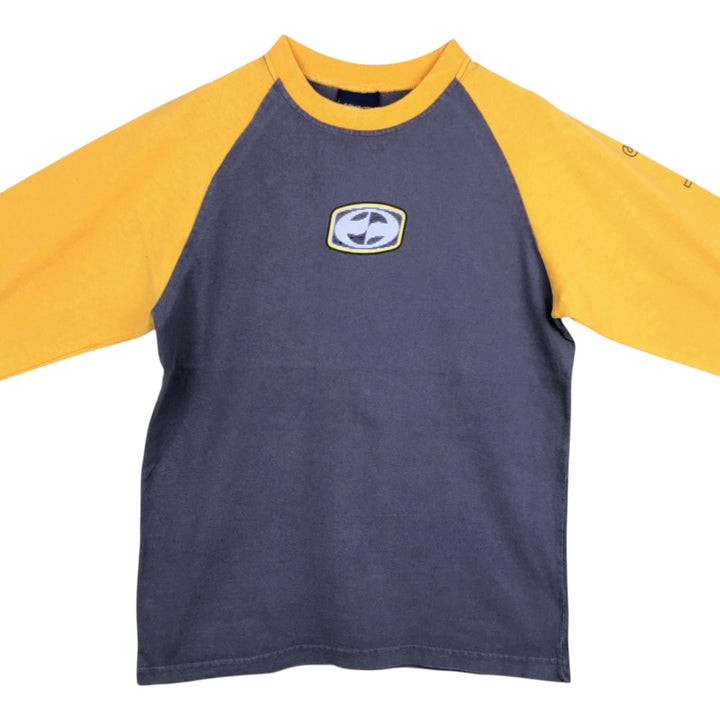 2000'S Split Long-Sleeve T-Shirt, Made in USA, Men's Size M (approx.) cotton Charcoal Vintage Second Hand